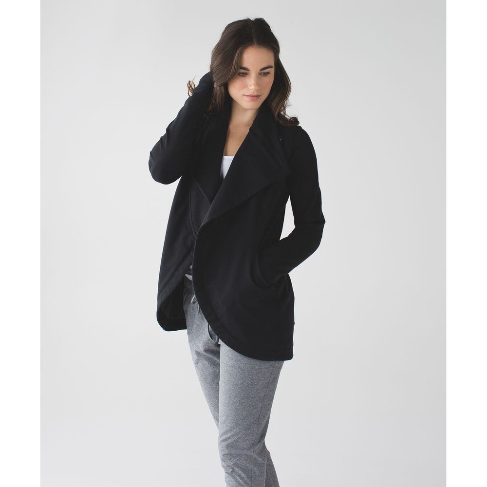 Lululemon That's A Wrap Black Stretch French Terry Cardigan 8 - Picture 3 of 16